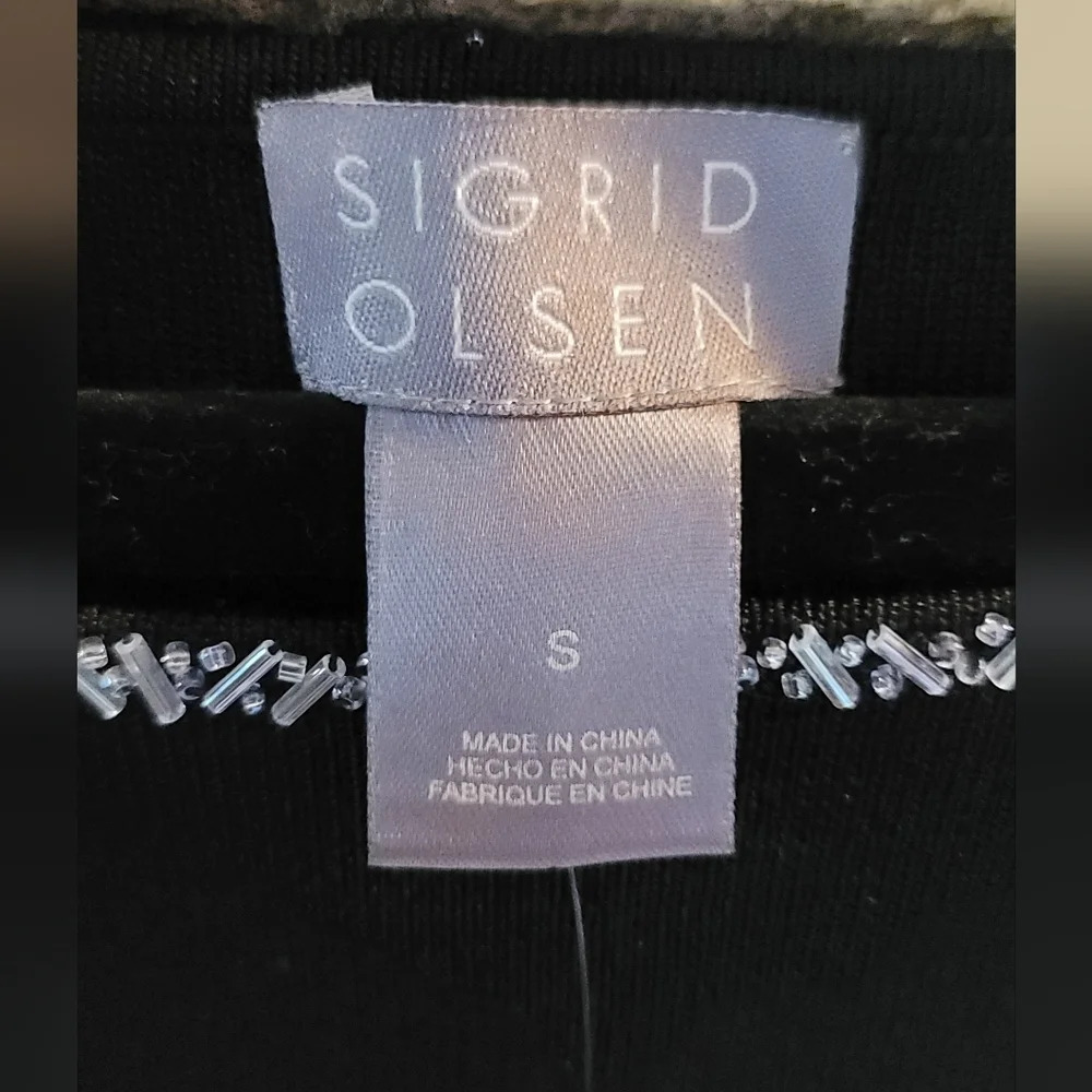 NWT Sigrid Olsen beaded black top - Picture 2 of 7